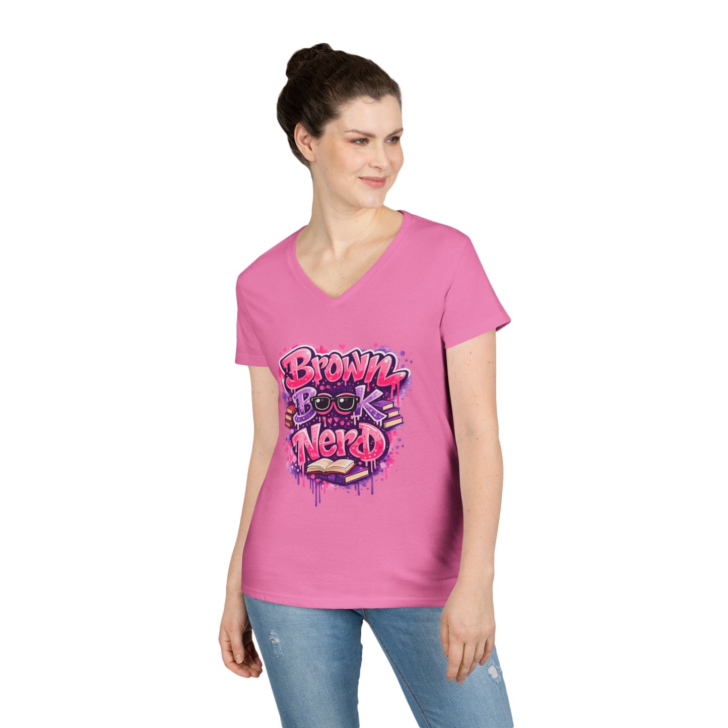 Brown Book Nerd T-Shirt | Book Lover V-Neck, Reading Graphic Tee
