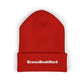 BrownBookNerd Embroidered Cuffed Beanie — Cozy Reader Knit Hat