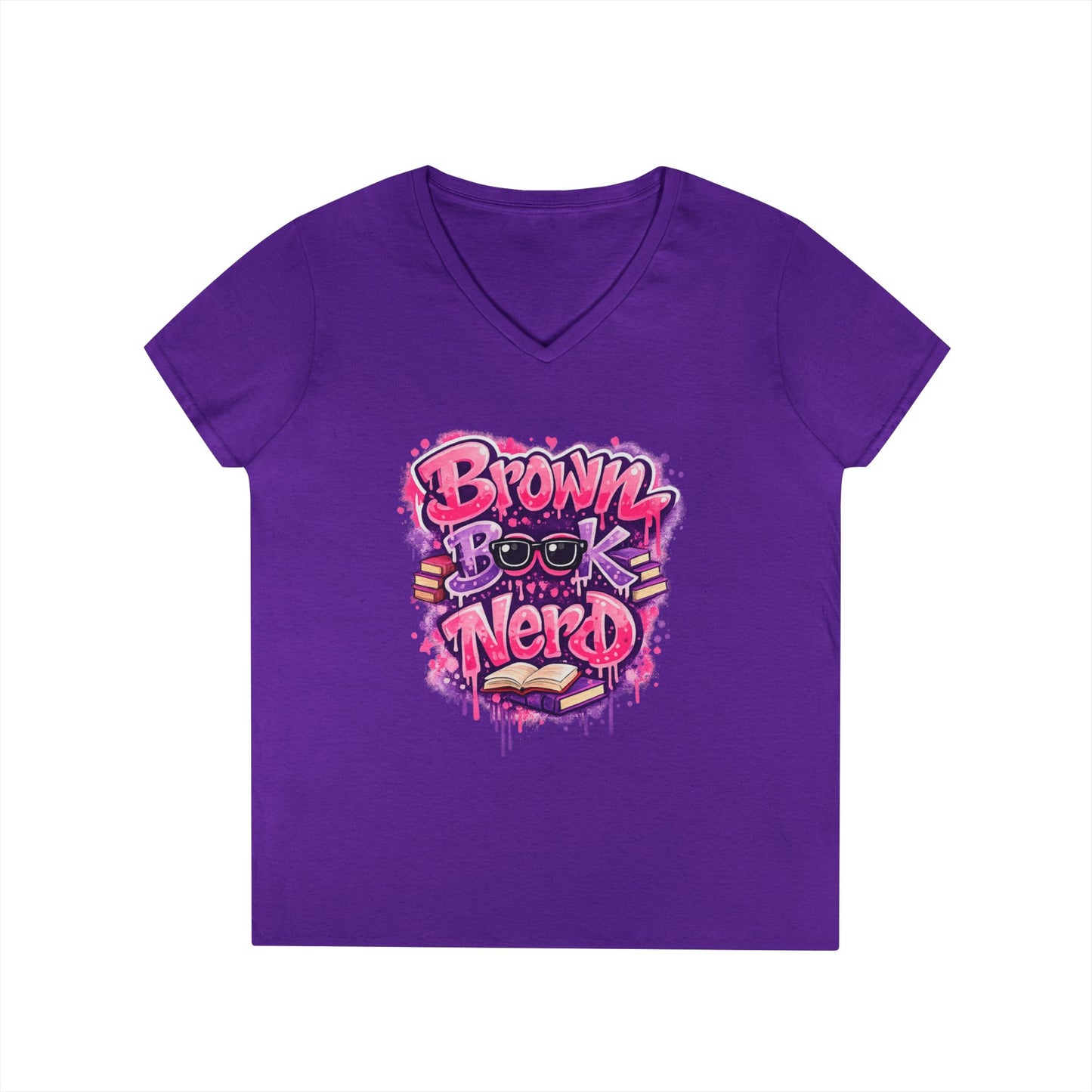 Brown Book Nerd T-Shirt | Book Lover V-Neck, Reading Graphic Tee
