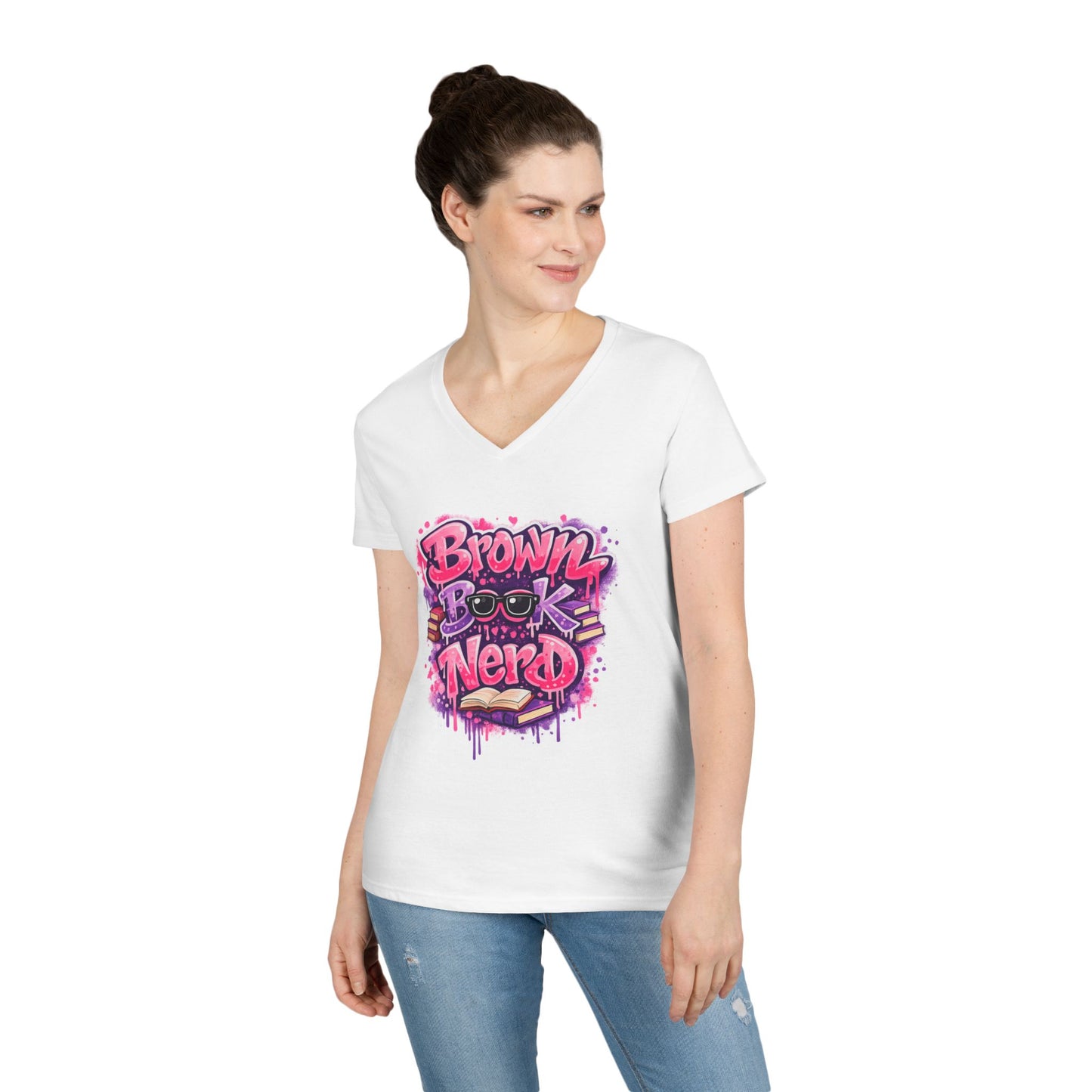 Brown Book Nerd T-Shirt | Book Lover V-Neck, Reading Graphic Tee
