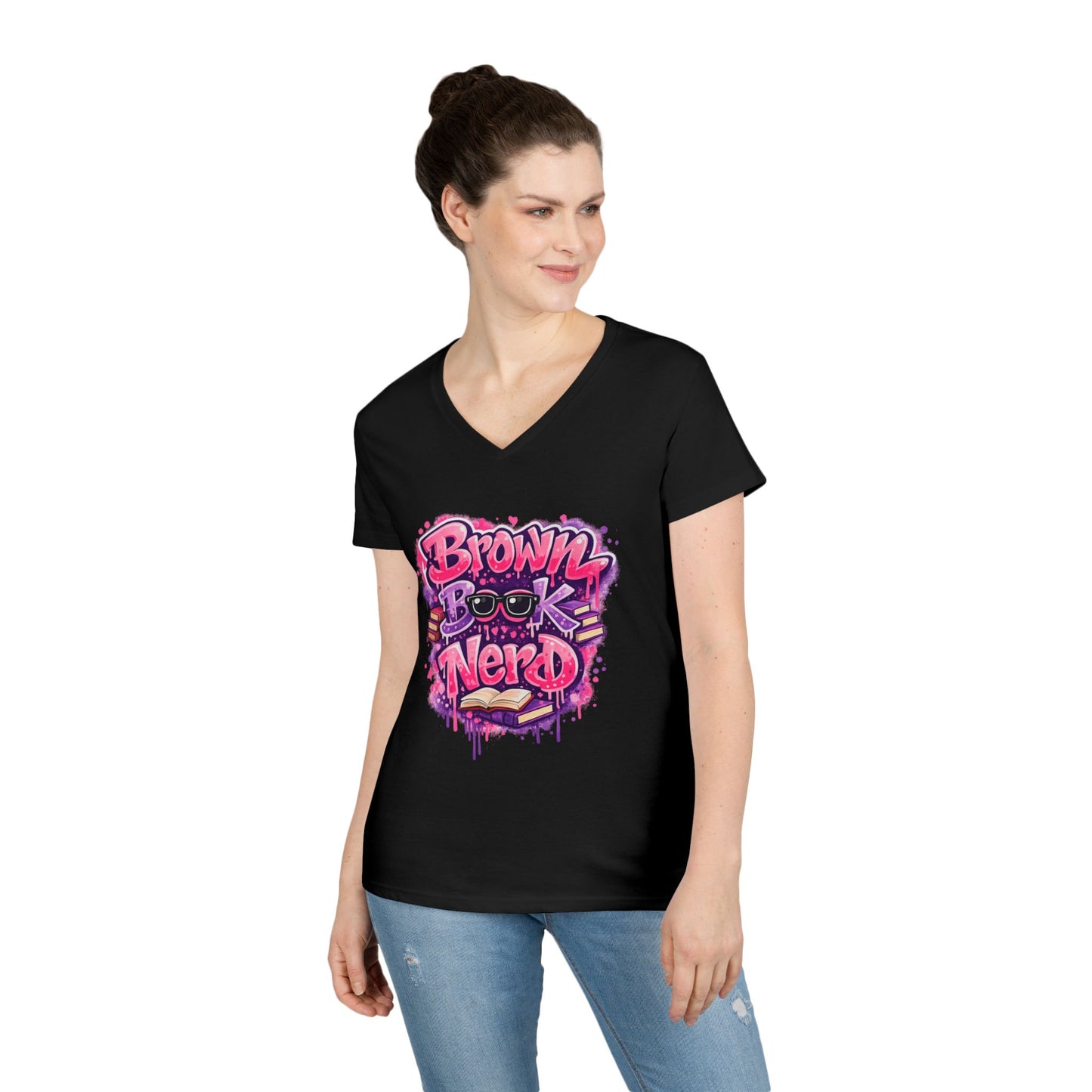 Brown Book Nerd T-Shirt | Book Lover V-Neck, Reading Graphic Tee