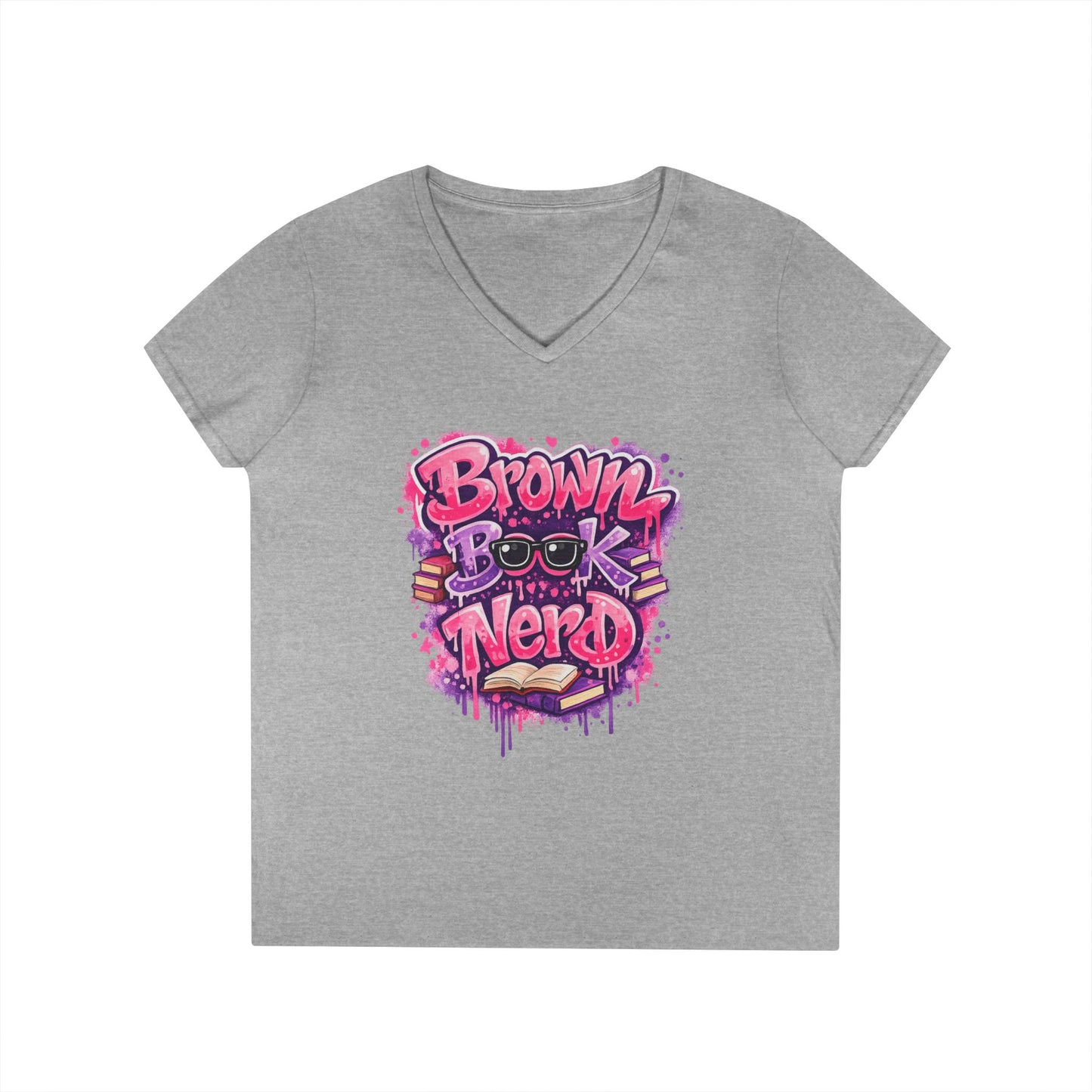 Brown Book Nerd T-Shirt | Book Lover V-Neck, Reading Graphic Tee
