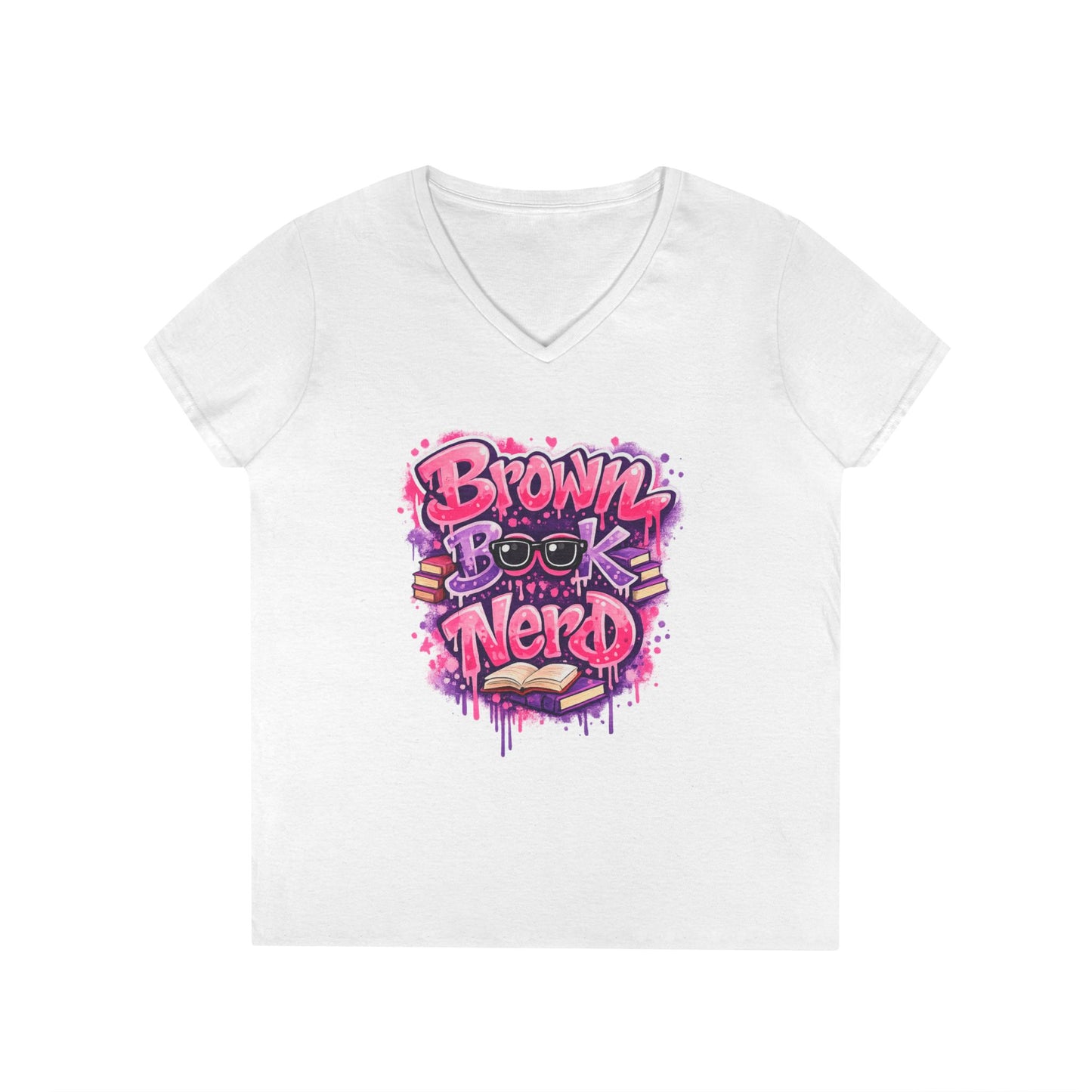 Brown Book Nerd T-Shirt | Book Lover V-Neck, Reading Graphic Tee