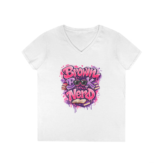 Brown Book Nerd T-Shirt | Book Lover V-Neck, Reading Graphic Tee